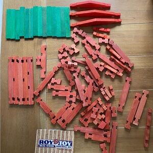 Roy Toy Real Wood Building Set Blocks Cabin